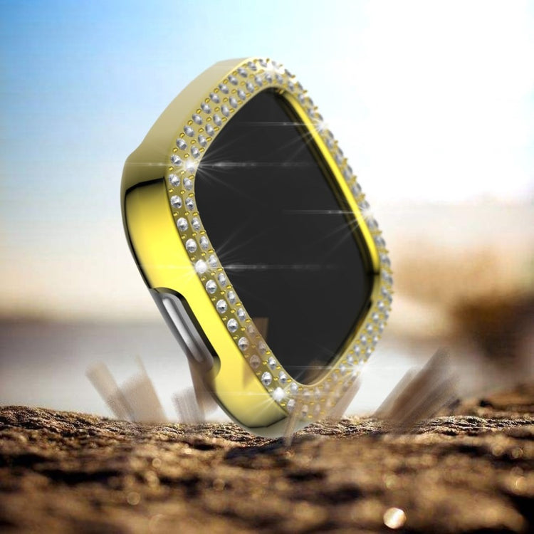 Godt Fitbit Versa 3 / Fitbit Sense Rhinsten og Silikone Cover - Guld#serie_4