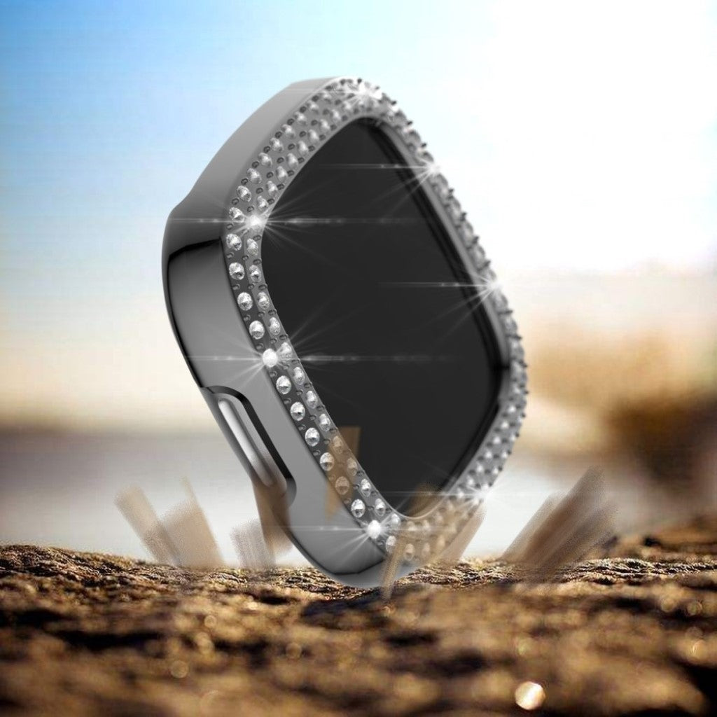 Godt Fitbit Versa 3 / Fitbit Sense Rhinsten og Silikone Cover - Sølv#serie_6