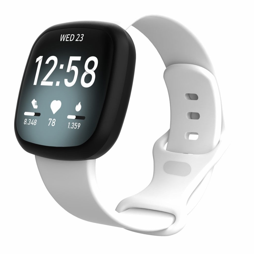 Helt vildt sejt Fitbit Versa 3 / Fitbit Sense Silikone Rem - Størrelse: L - Hvid#serie_5