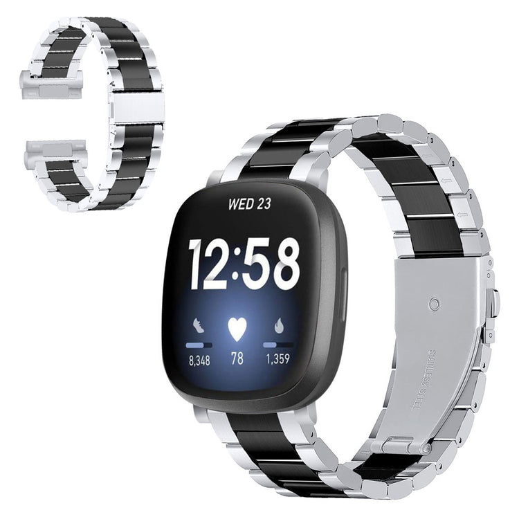 Rigtigt slidstærk Fitbit Versa 3 / Fitbit Sense Metal Rem - Sølv#serie_052