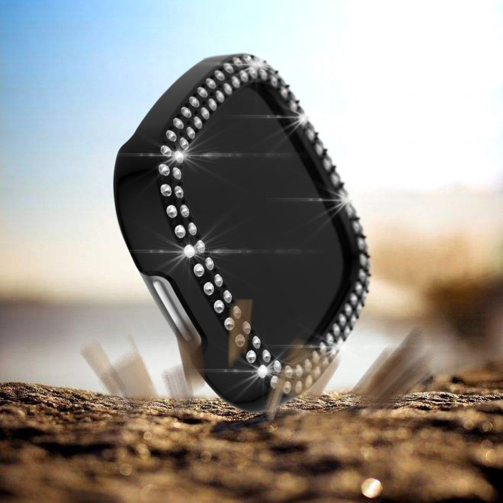 Fitbit Versa 3 / Fitbit Sense  Rhinsten og Silikone Bumper  - Sort#serie_1