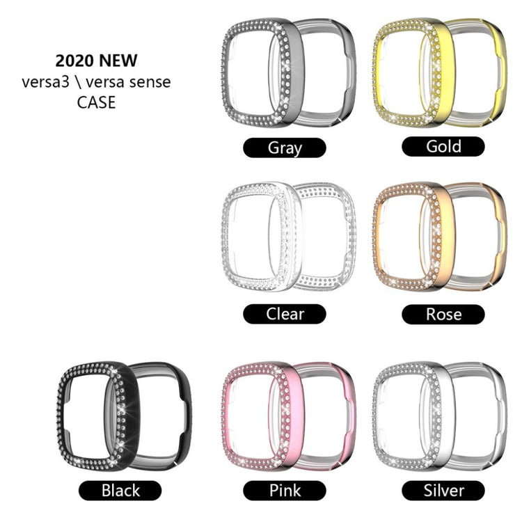 Fitbit Versa 3 / Fitbit Sense  Rhinsten og Silikone Bumper  - Sølv#serie_4
