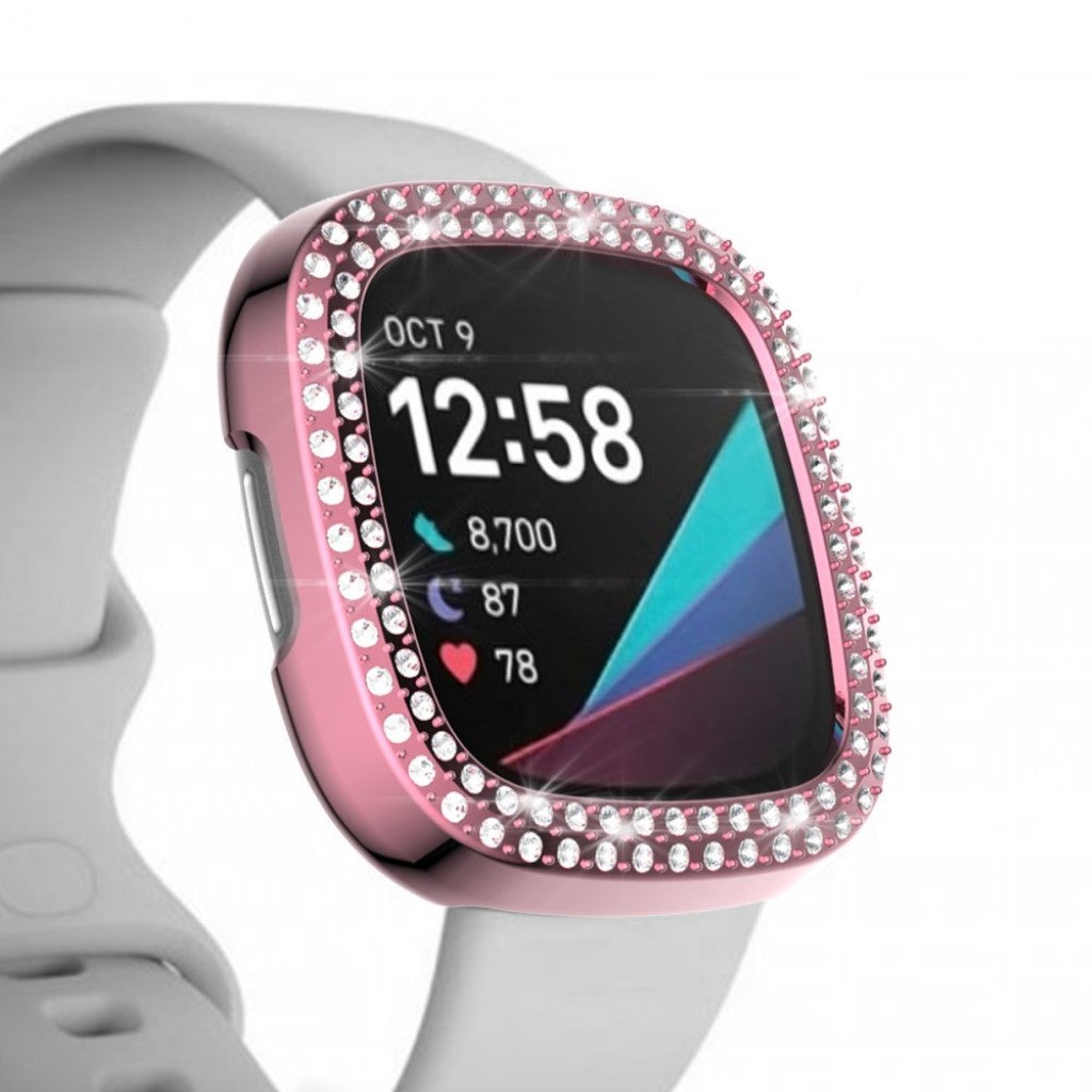 Fitbit Versa 3 / Fitbit Sense  Rhinsten og Silikone Bumper  - Pink#serie_5