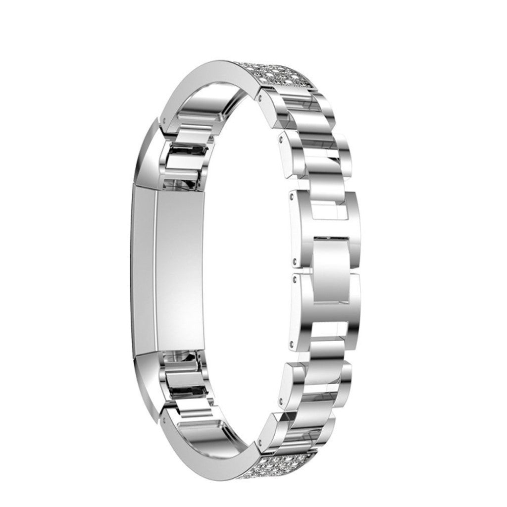 Vildt elegant Fitbit Alta Metal og Rhinsten Rem - Hvid#serie_2