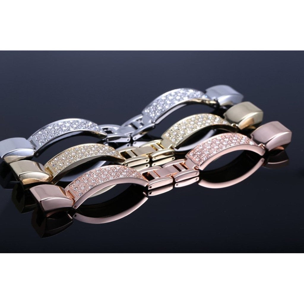 Vildt elegant Fitbit Alta Metal og Rhinsten Rem - Pink#serie_3
