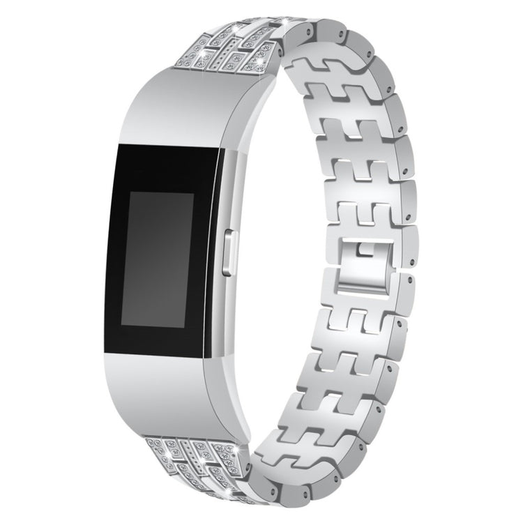 Cool Fitbit Charge 2 Metal og Rhinsten Rem - Sølv#serie_2