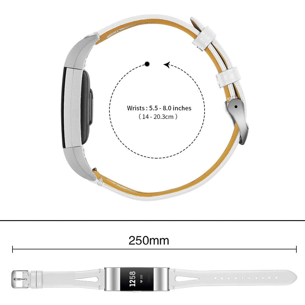 Mega holdbart Fitbit Charge 2 Ægte læder Rem - Hvid#serie_2
