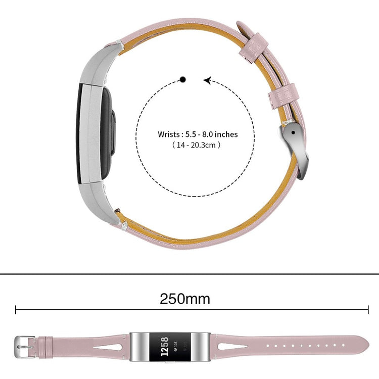 Mega holdbart Fitbit Charge 2 Ægte læder Rem - Pink#serie_4