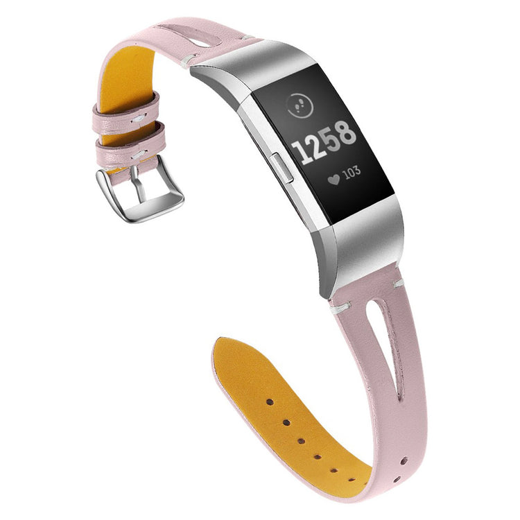 Mega holdbart Fitbit Charge 2 Ægte læder Rem - Pink#serie_4
