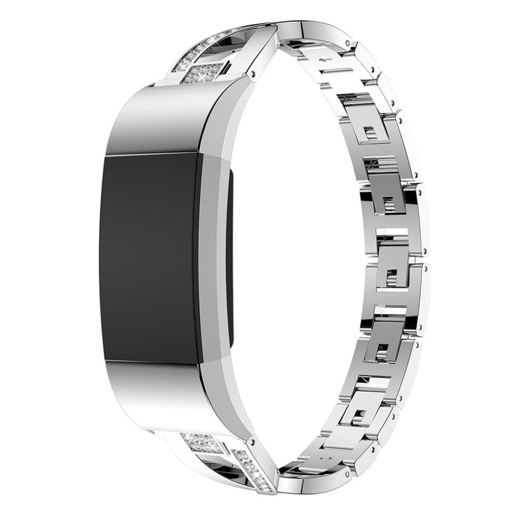Rigtigt fint Fitbit Charge 2 Metal og Rhinsten Rem - Sølv#serie_4