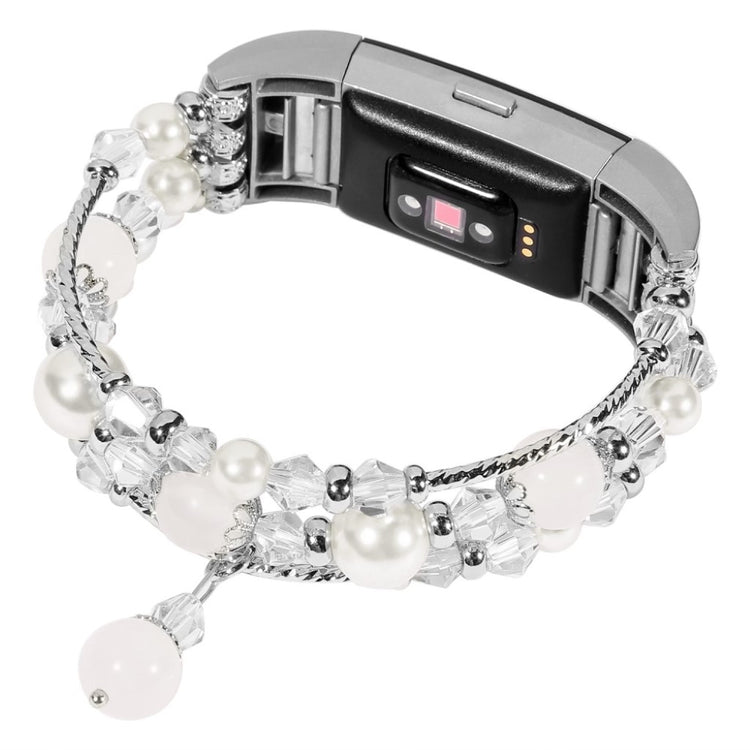 Supercool Fitbit Charge 2 Metal og Sten Rem - Hvid#serie_2