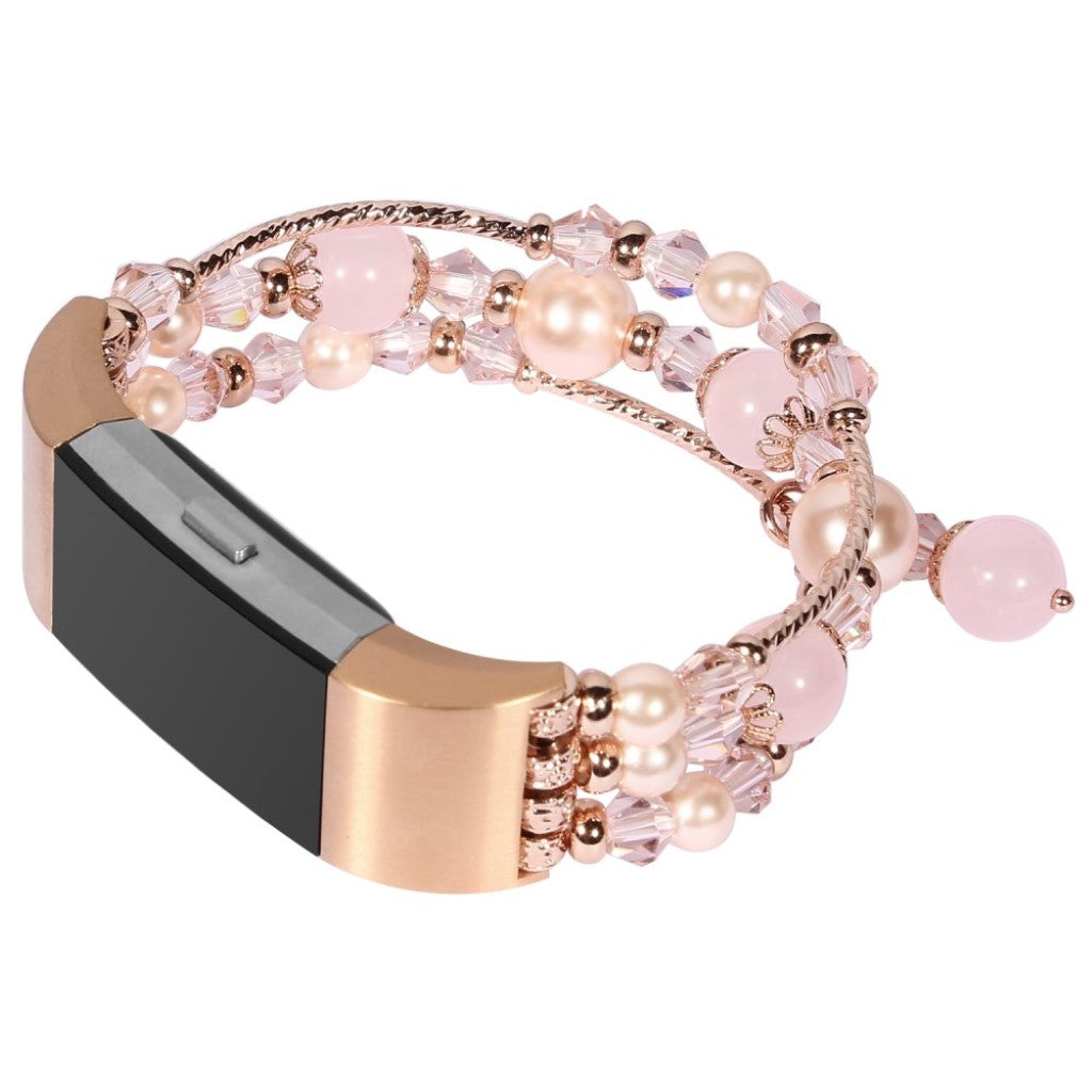 Supercool Fitbit Charge 2 Metal og Sten Rem - Pink#serie_3