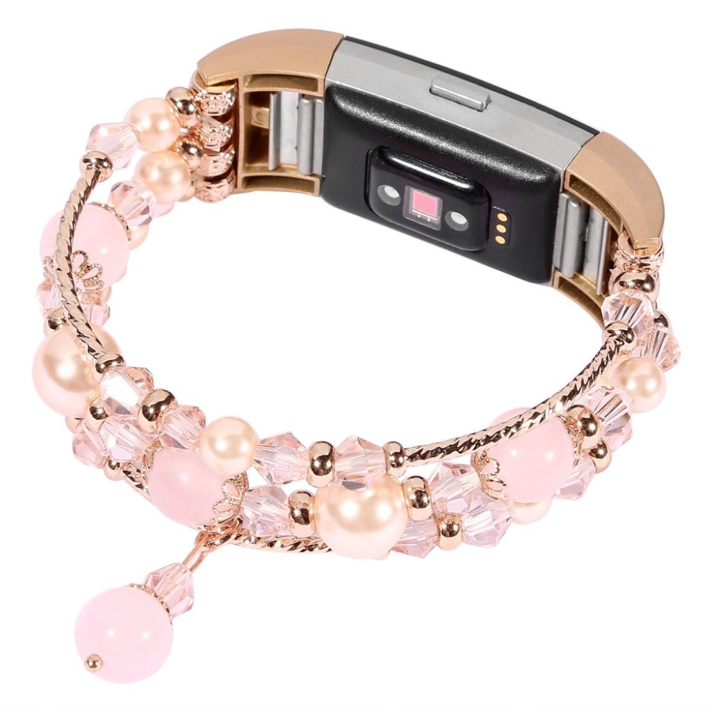 Supercool Fitbit Charge 2 Metal og Sten Rem - Pink#serie_3