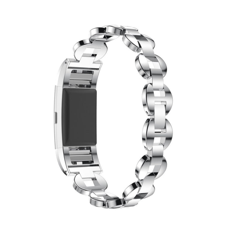 Flot Fitbit Charge 2 Metal og Rhinsten Rem - Sølv#serie_073