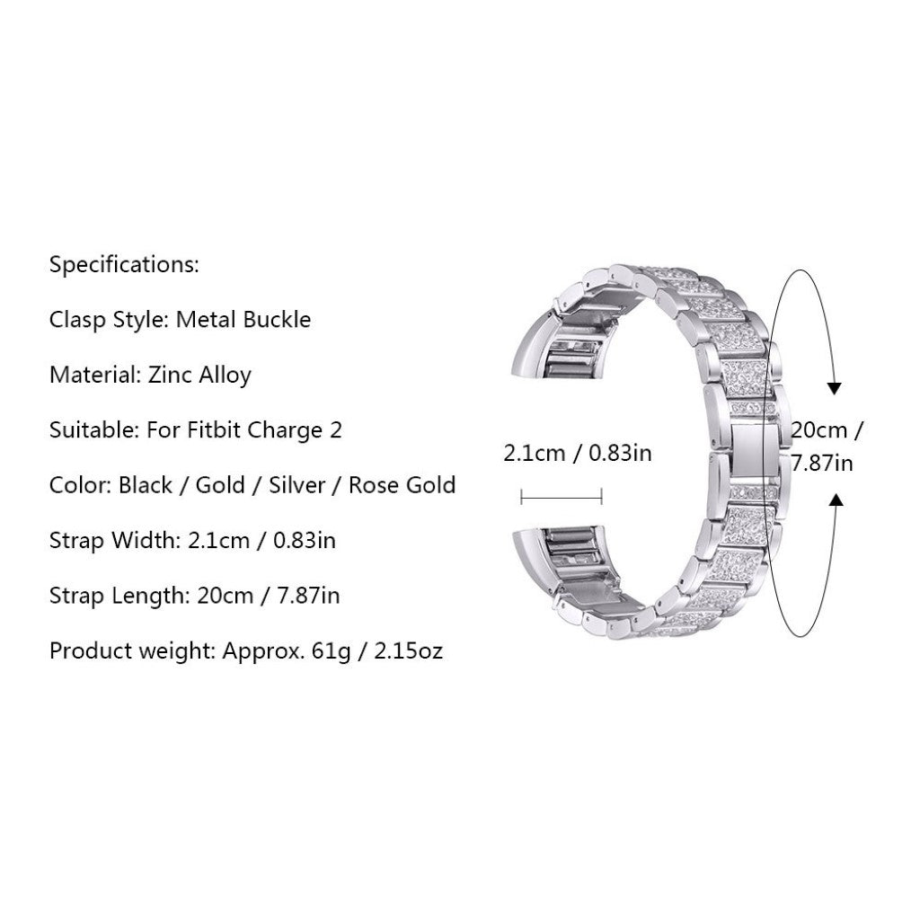 Meget flot Fitbit Charge 2 Metal Rem - Sort#serie_1