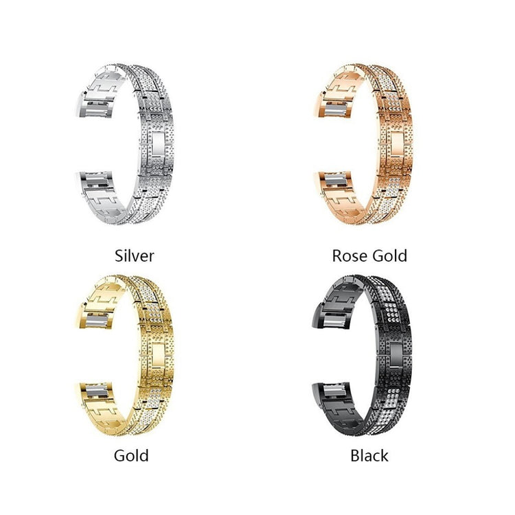 Super smuk Fitbit Charge 2 Metal og Rhinsten Rem - Guld#serie_3