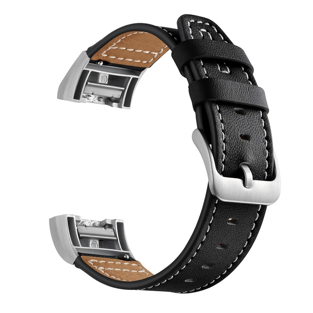 Mega cool Fitbit Charge 2 Ægte læder Rem - Sort#serie_1