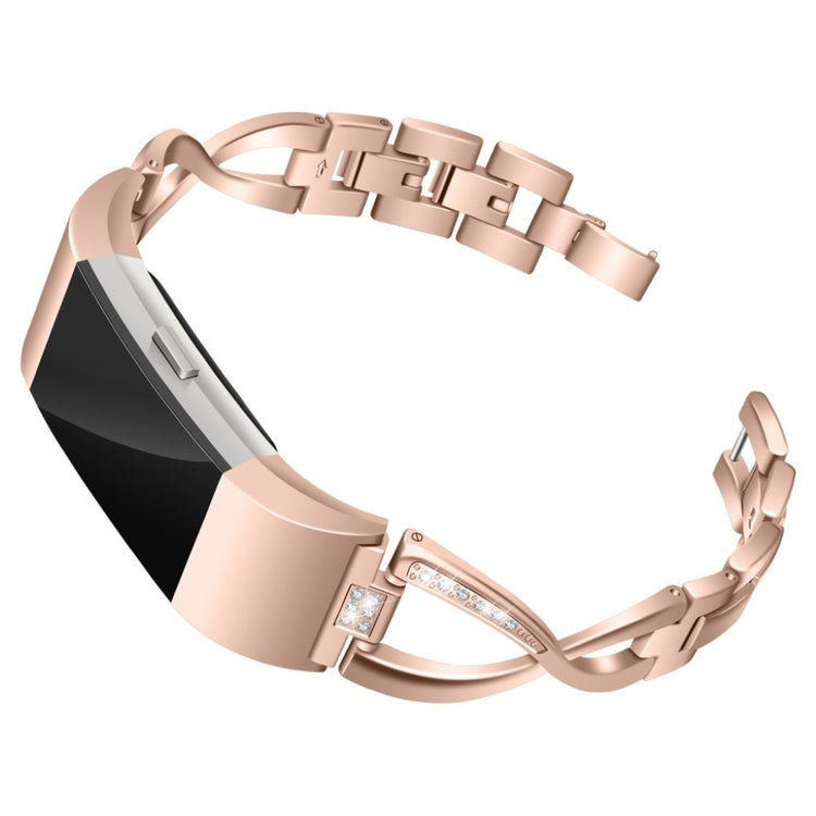 Mega fint Fitbit Charge 2 Metal og Rhinsten Rem - Pink#serie_4