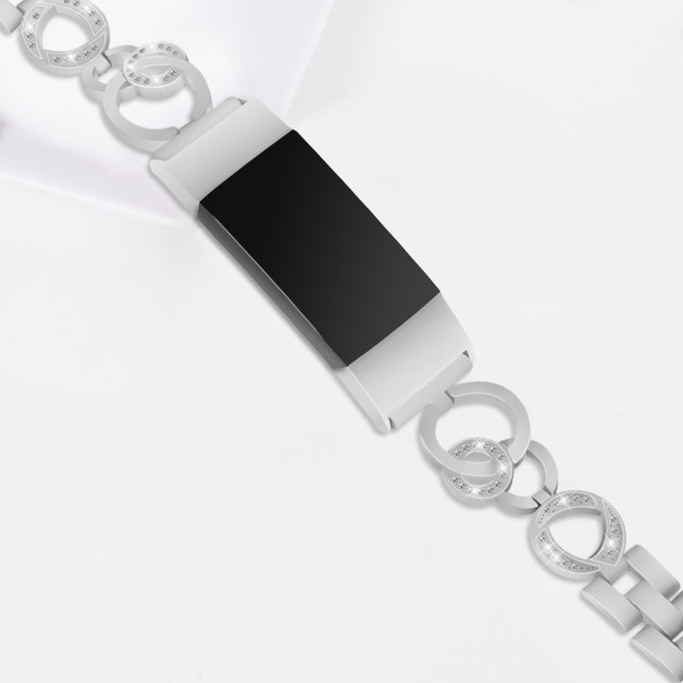 Super holdbart Fitbit Charge 2 Metal og Rhinsten Rem - Sølv#serie_5