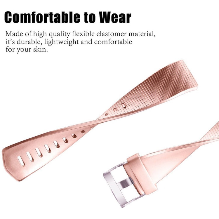 Meget holdbart Fitbit Charge 2 Silikone Rem - Størrelse: L - Pink#serie_2