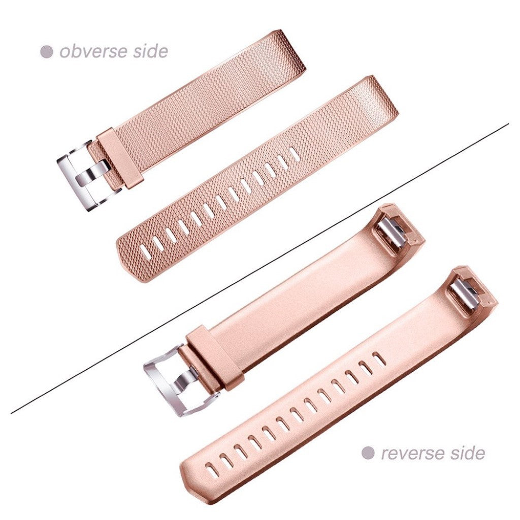 Meget holdbart Fitbit Charge 2 Silikone Rem - Størrelse: L - Pink#serie_2