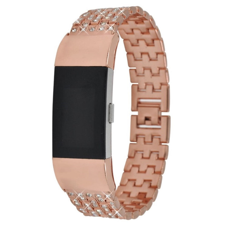 Rigtigt pænt Fitbit Charge 2 Metal og Rhinsten Rem - Pink#serie_3