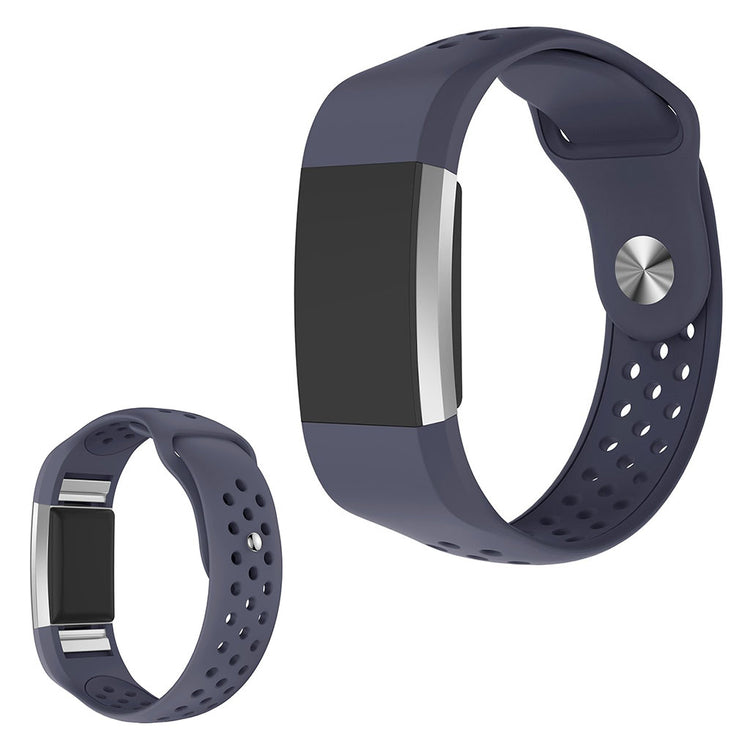 Meget elegant Fitbit Charge 2 Silikone Rem - Blå#serie_7