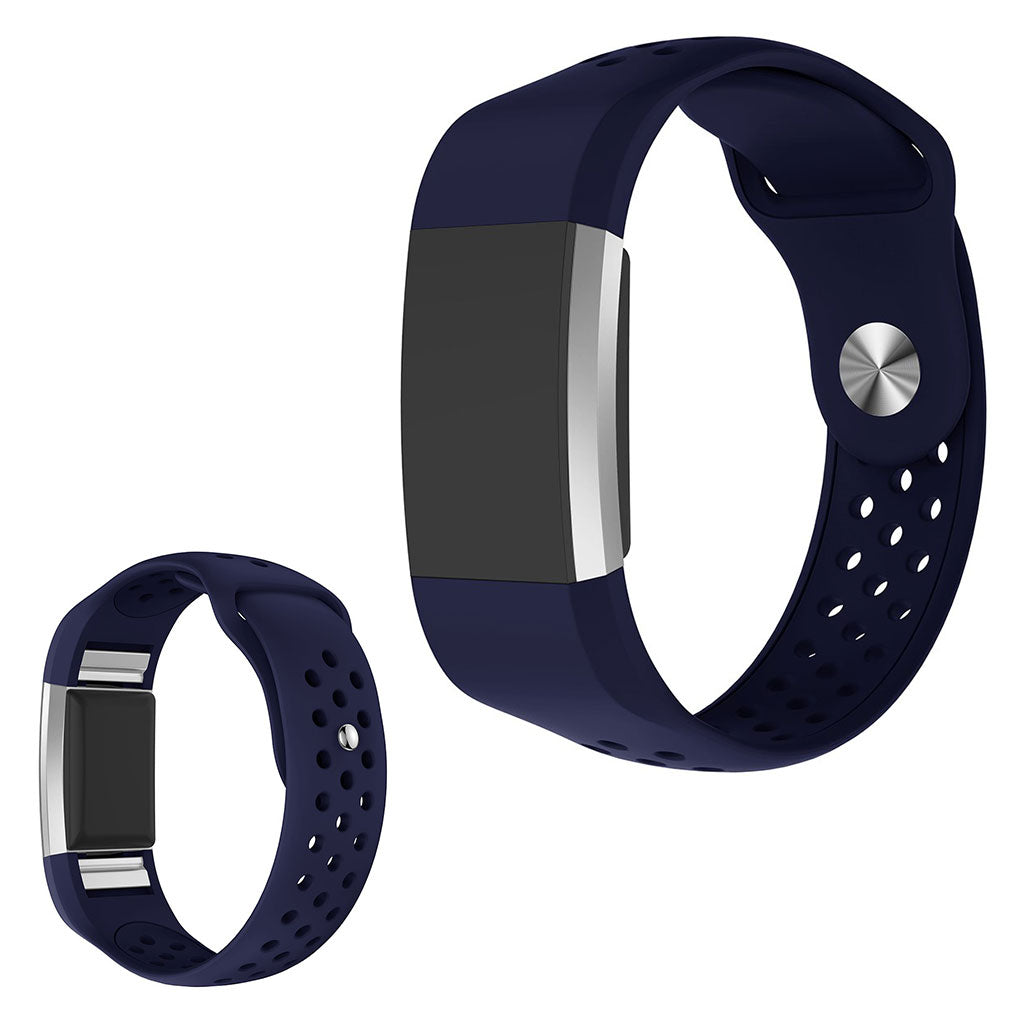 Meget elegant Fitbit Charge 2 Silikone Rem - Blå#serie_8