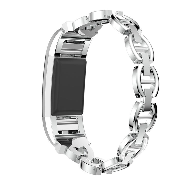 Fint Fitbit Charge 2 Metal og Rhinsten Rem - Sølv#serie_2