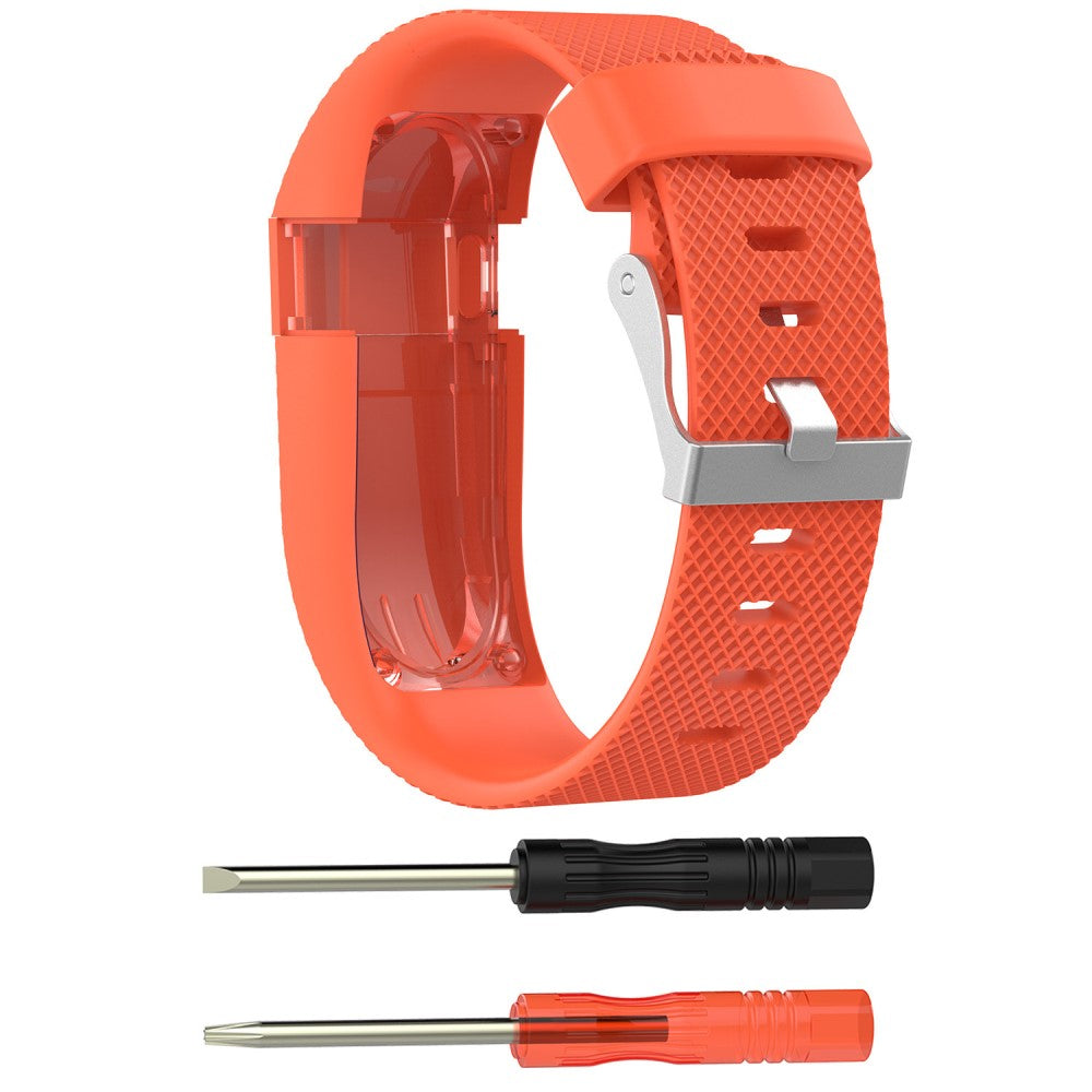 Super flot Fitbit Charge HR Silikone Rem - Størrelse: L - Orange#serie_1