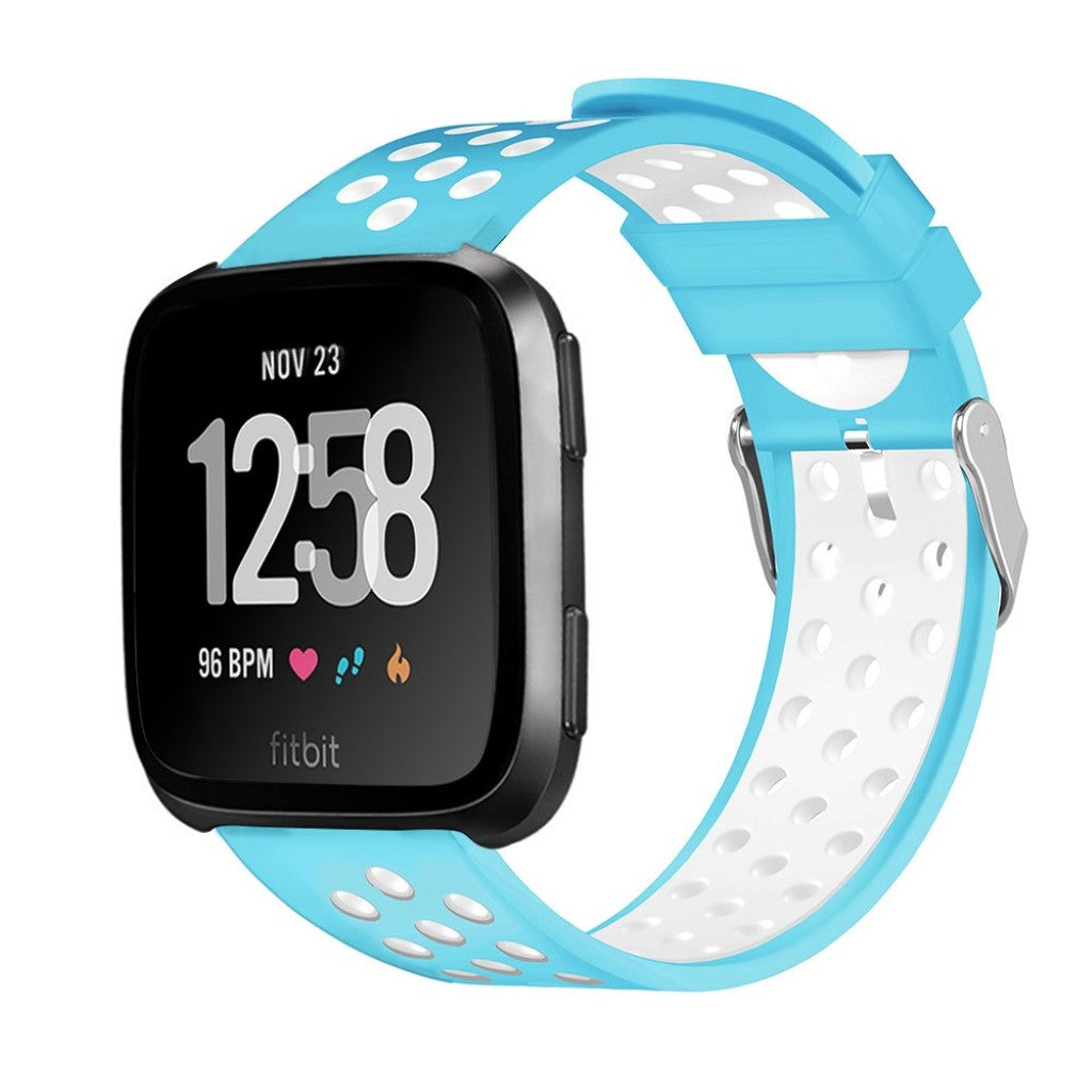 Meget holdbart Fitbit Versa Silikone Rem - Blå#serie_8