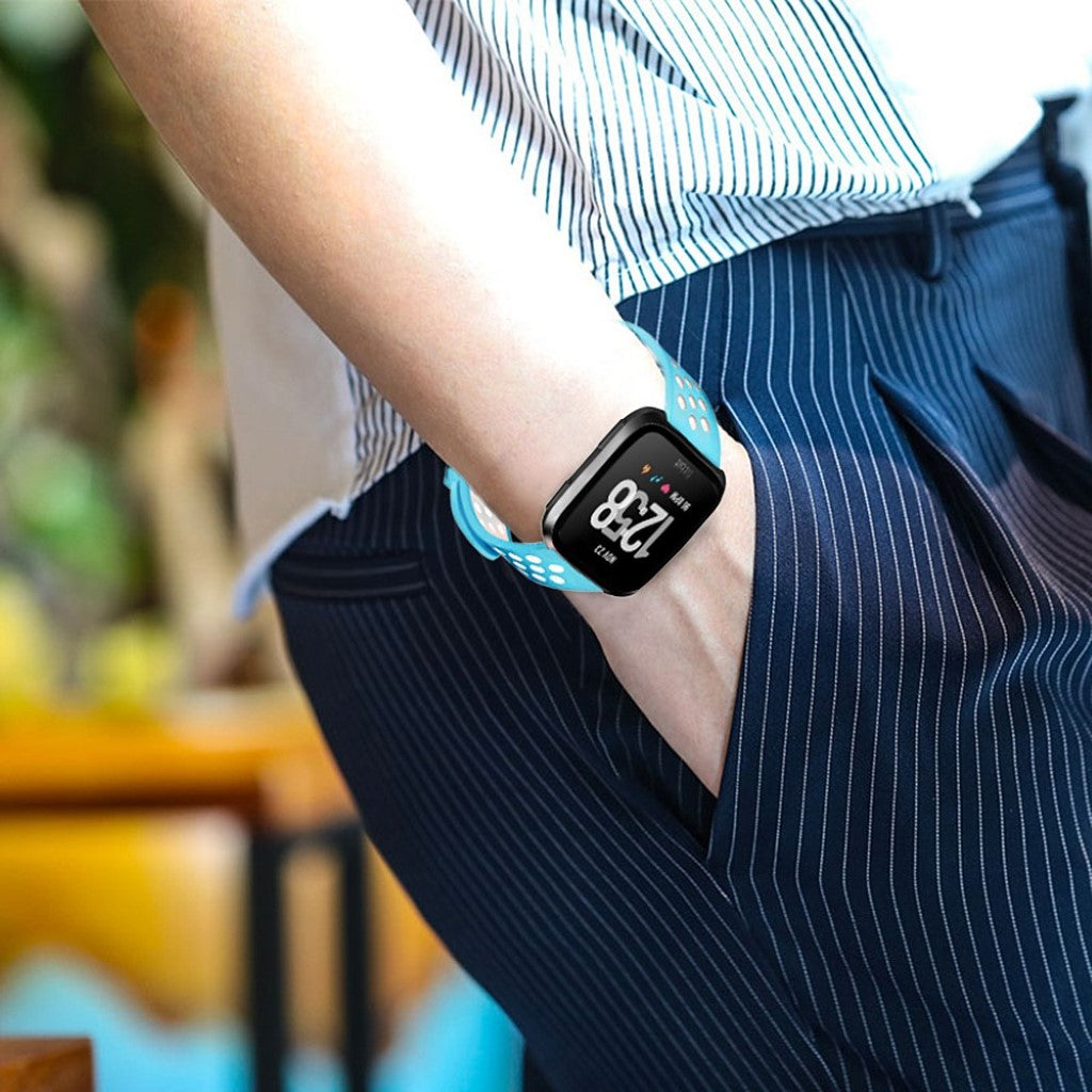 Meget holdbart Fitbit Versa Silikone Rem - Blå#serie_8