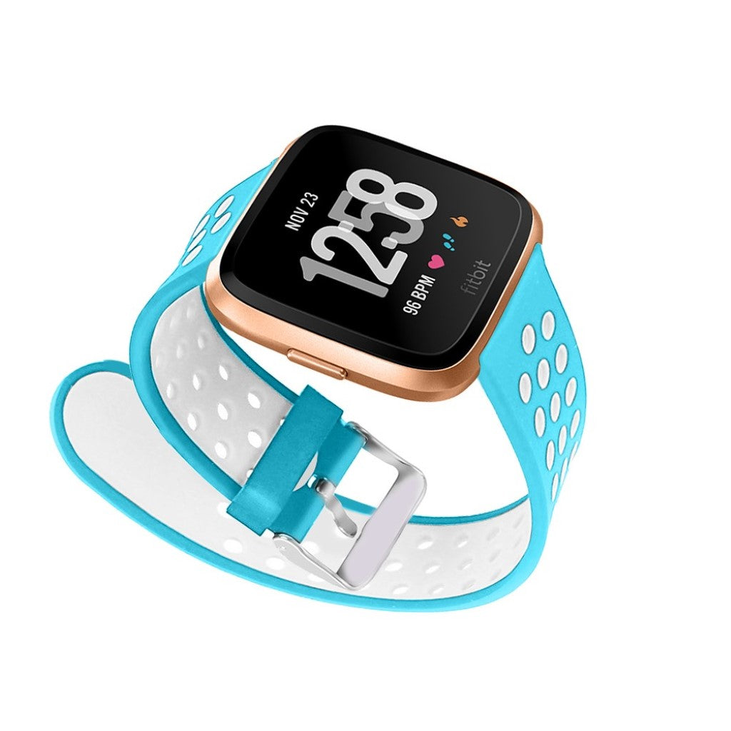 Meget holdbart Fitbit Versa Silikone Rem - Blå#serie_8