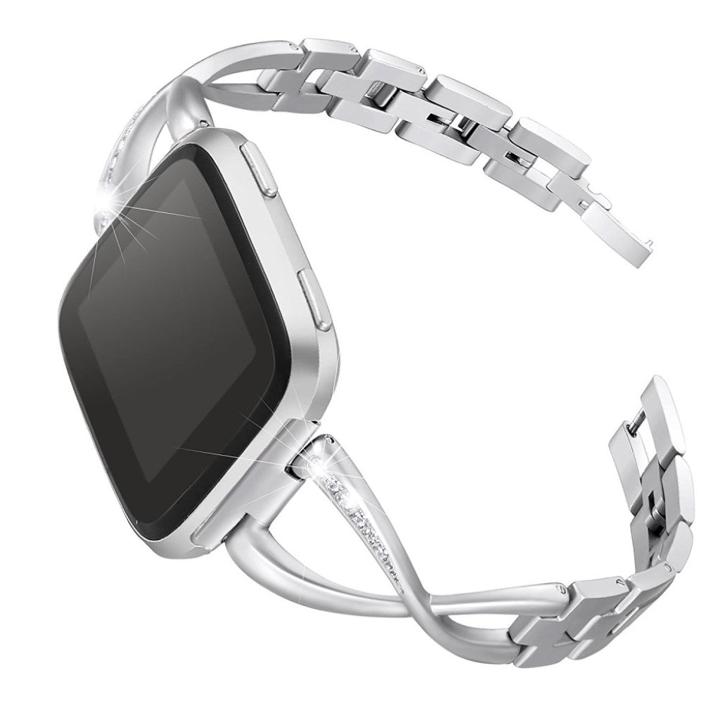 Vildt flot Fitbit Versa Metal og Rhinsten Rem - Sølv#serie_3