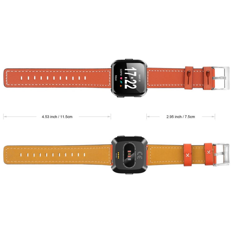 Mega smuk Fitbit Versa Ægte læder Rem - Orange#serie_3