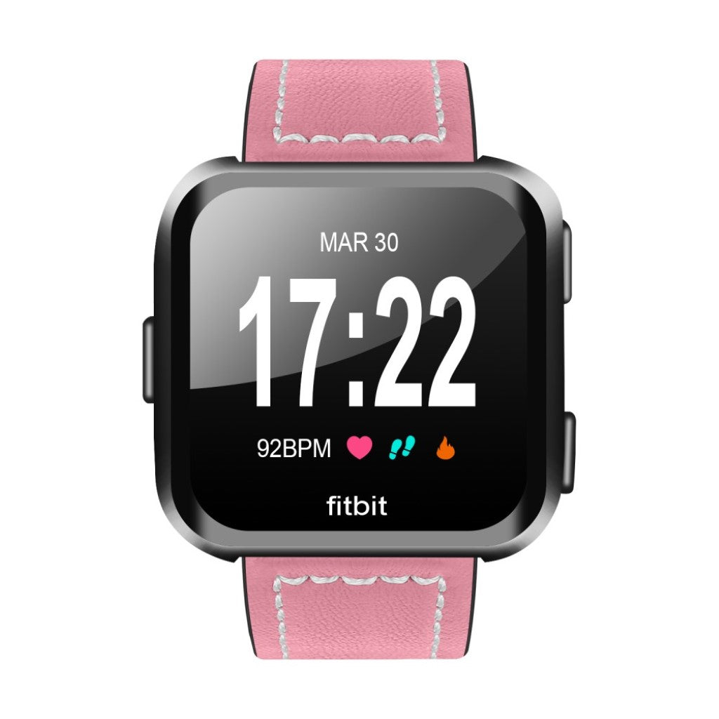 Mega smuk Fitbit Versa Ægte læder Rem - Pink#serie_4