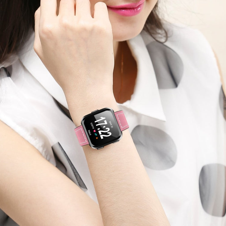 Mega smuk Fitbit Versa Ægte læder Rem - Pink#serie_4