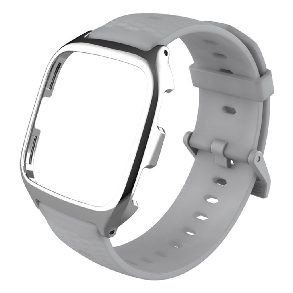 Vildt hårdfør Fitbit Versa Silikone Rem - Sølv#serie_2
