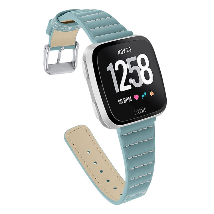 Kønt Fitbit Versa Lite Ægte læder Rem - Grøn#serie_3