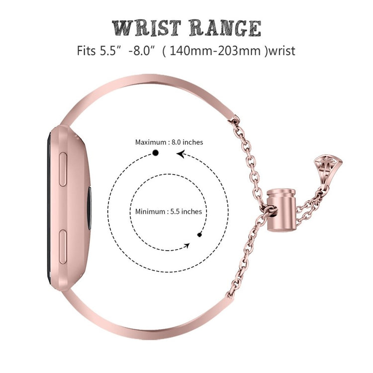Vildt fed Fitbit Versa Metal og Rhinsten Rem - Pink#serie_3