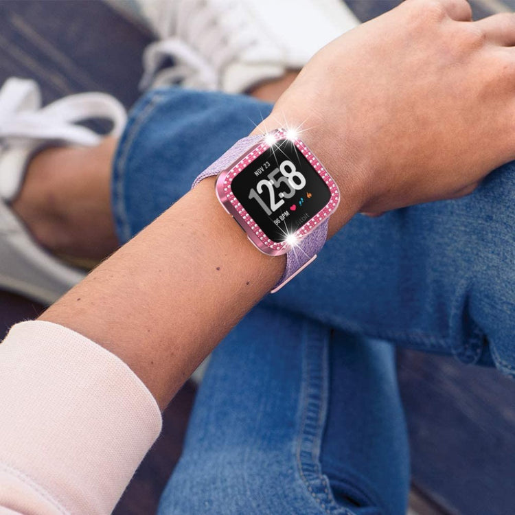 Fitbit Versa  Rhinsten og Silikone Bumper  - Pink#serie_6