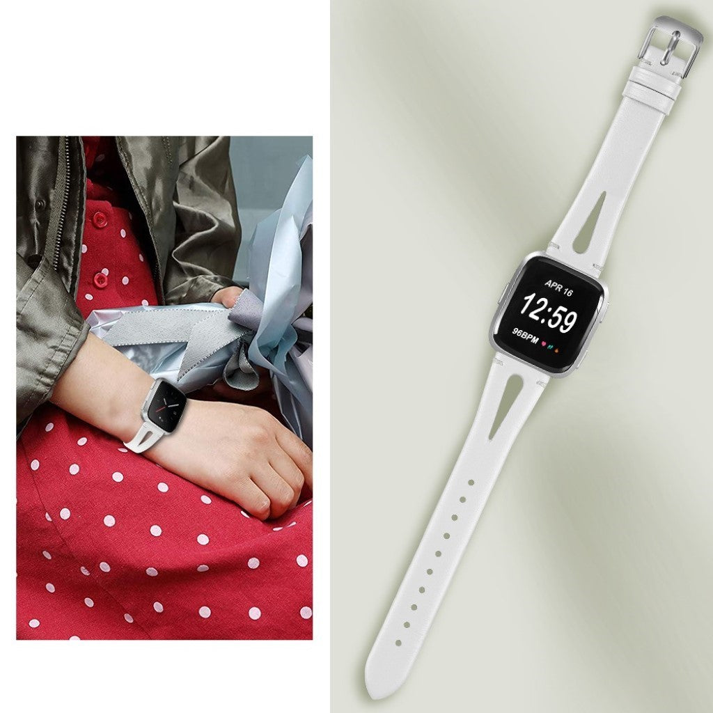 Super fantastisk Fitbit Versa Ægte læder Rem - Hvid#serie_2