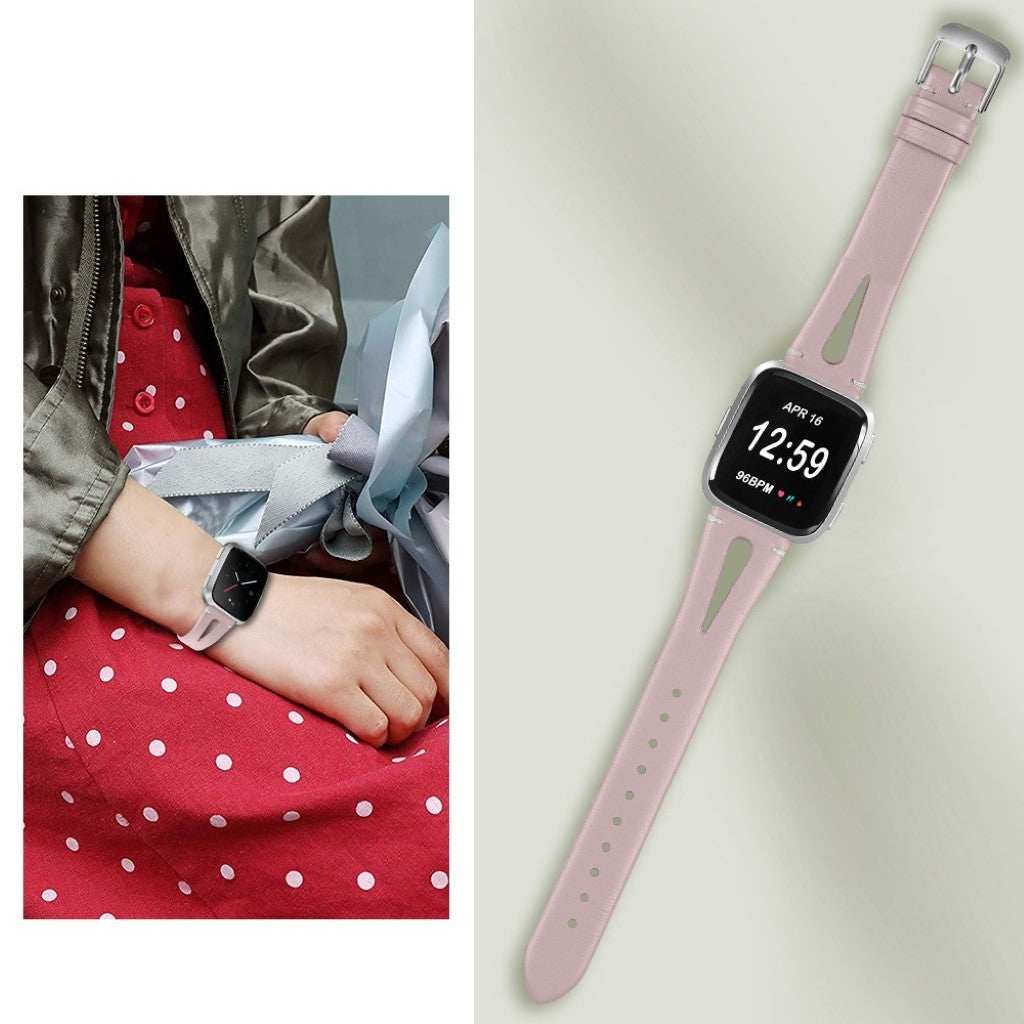 Super fantastisk Fitbit Versa Ægte læder Rem - Pink#serie_5