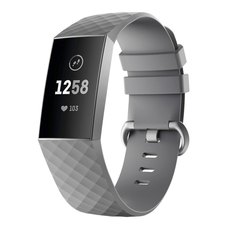 Rigtigt nydelig Fitbit Charge 3 Silikone Rem - Sølv#serie_8