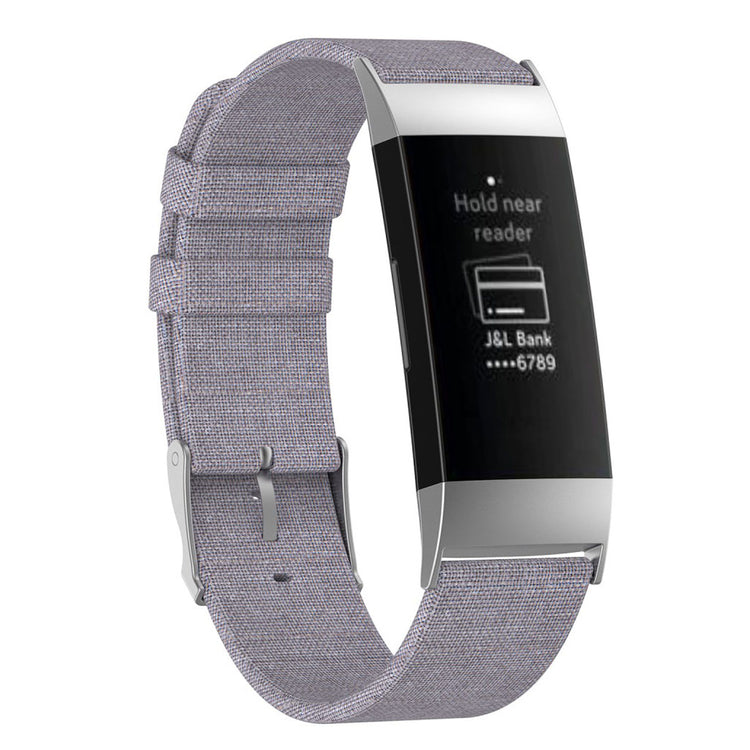 Mega cool Fitbit Charge 3 Nylon Rem - Sølv#serie_4