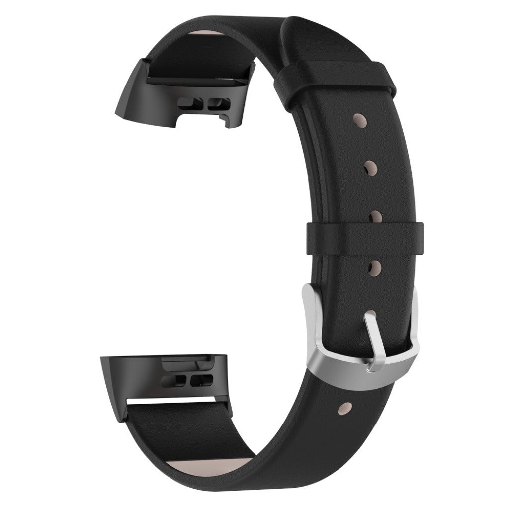 Rigtigt elegant Fitbit Charge 3 Ægte læder Rem - Sort#serie_1