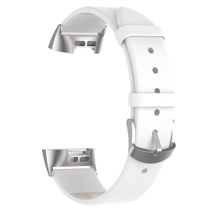 Rigtigt elegant Fitbit Charge 3 Ægte læder Rem - Hvid#serie_2