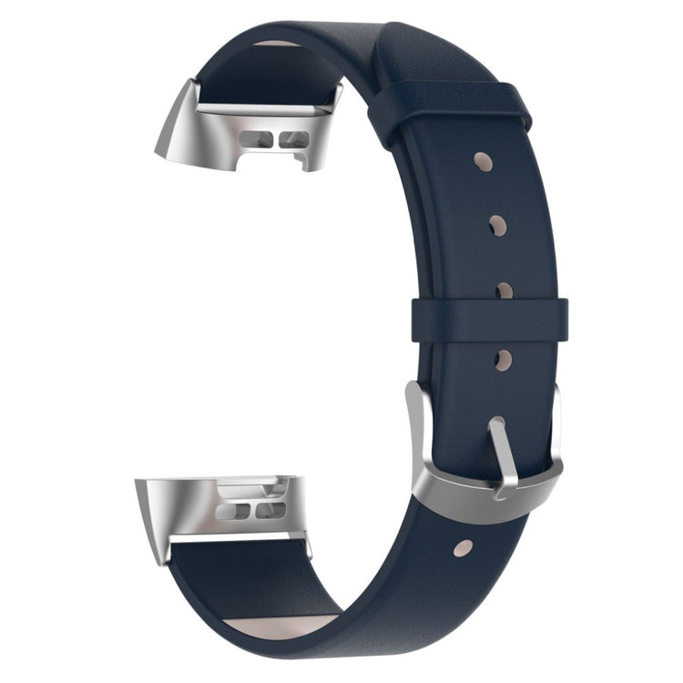 Rigtigt elegant Fitbit Charge 3 Ægte læder Rem - Blå#serie_4