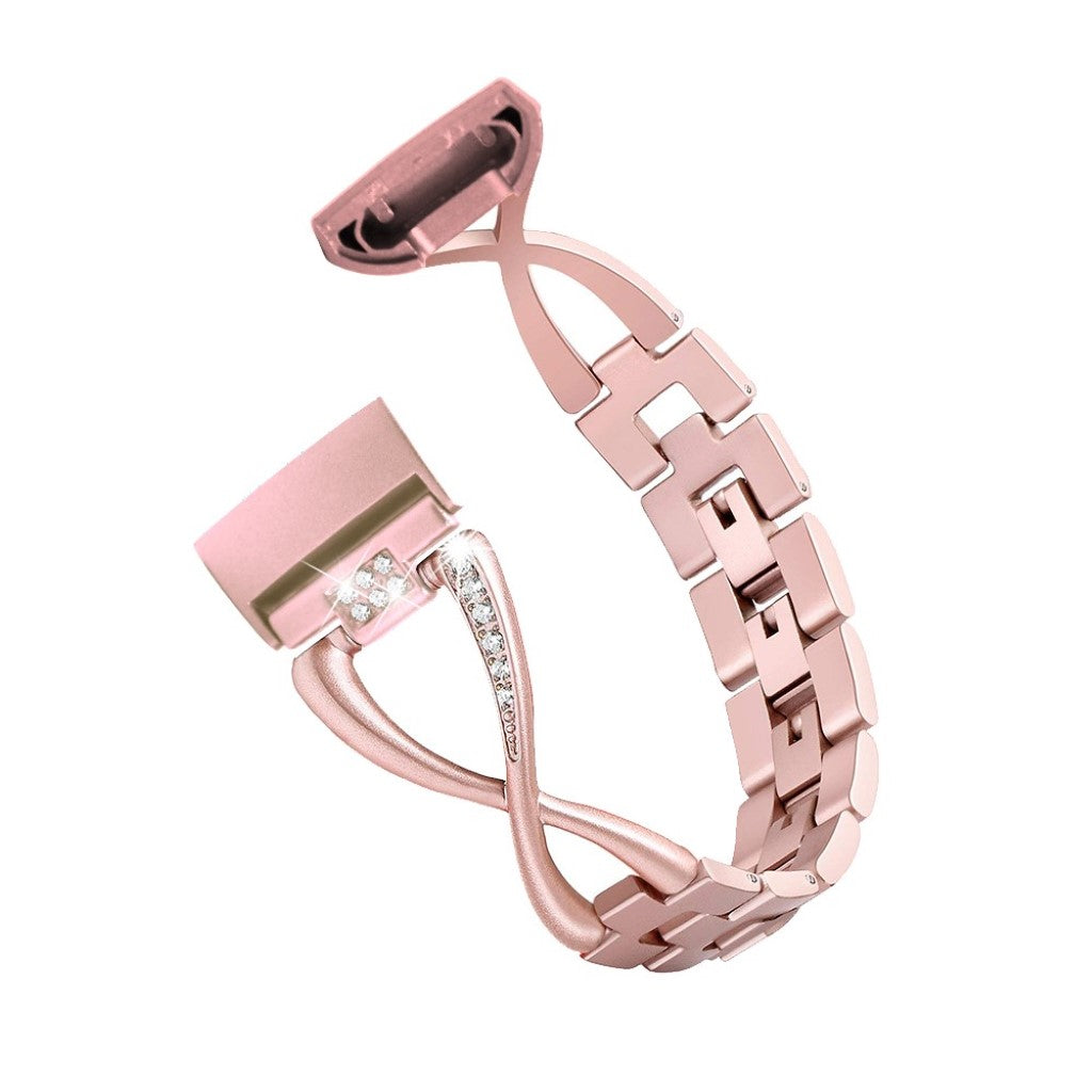 Vildt sejt Fitbit Charge 3 Metal og Rhinsten Rem - Pink#serie_3