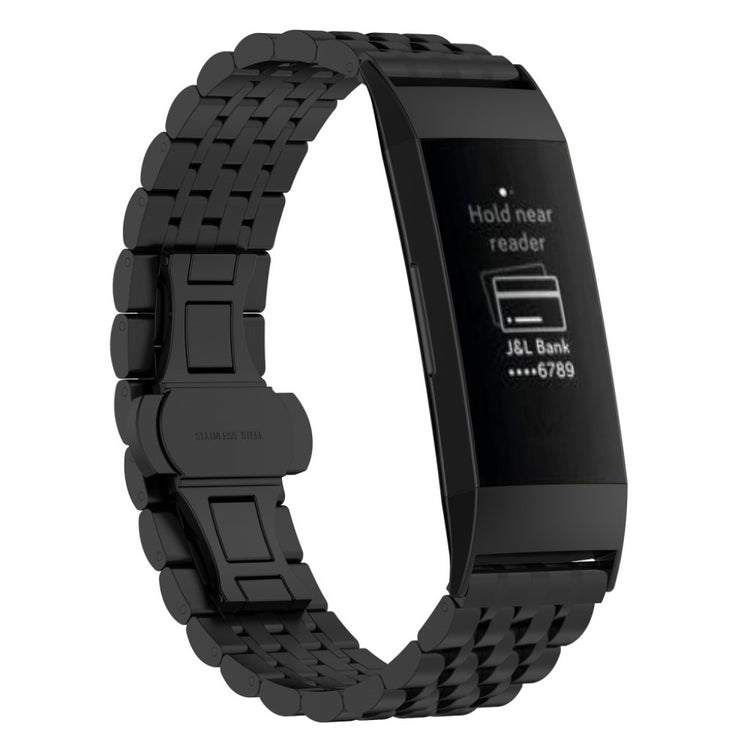 Mega kønt Fitbit Charge 3 Metal Rem - Sort#serie_1